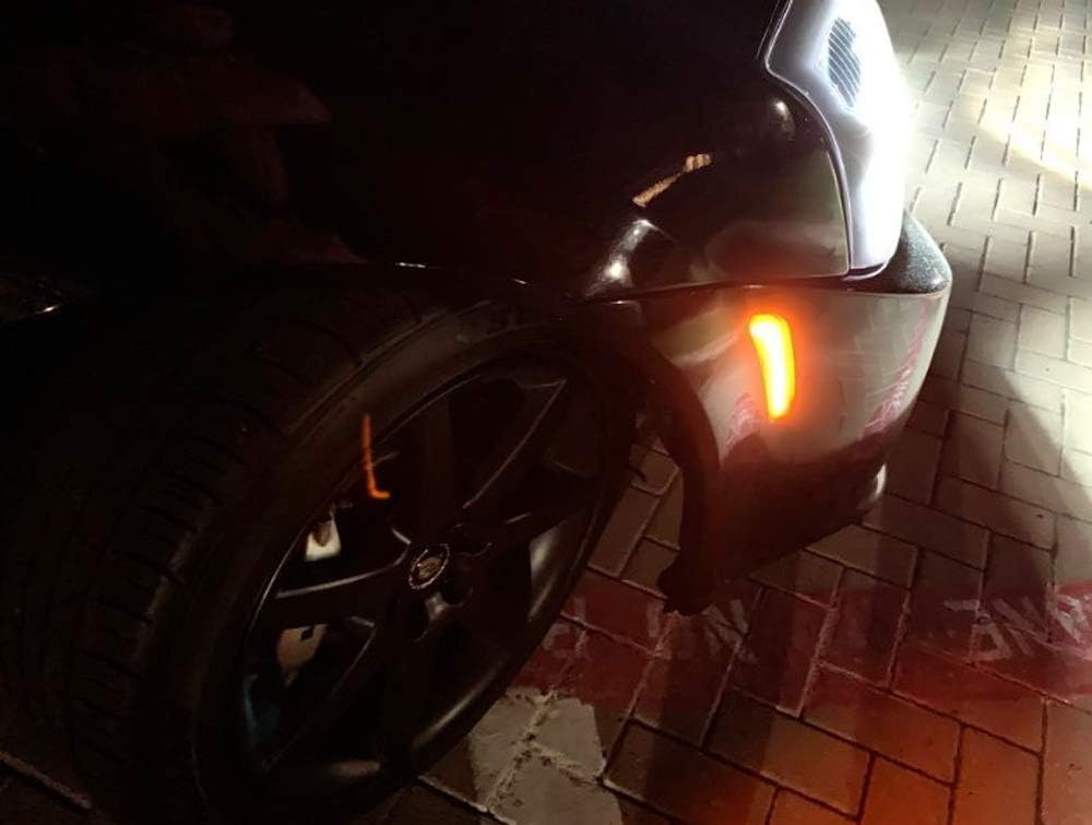 iJDMTOY Smoked Lens Amber Full LED Front Side Marker Light Kit Compatible With 2003-07 Cadillac CTS, Powered by 30-SMD LED, Replace OEM Sidemarker Lamps