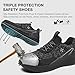 SPIEZ Slip-On Safety Shoes for Men & Women - Non-Steel Composite Toe, Fashion Sneaker Design, Hands-Free Convenience, All-Day Protection, Black Gray US 6-13.5