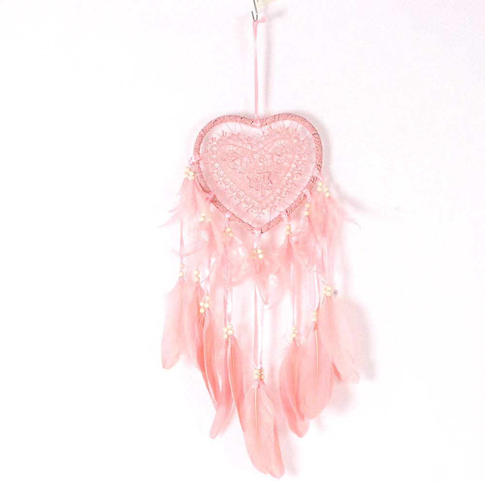 Tapiz bohemio rosa de atrapasueños para pared de dormitorio