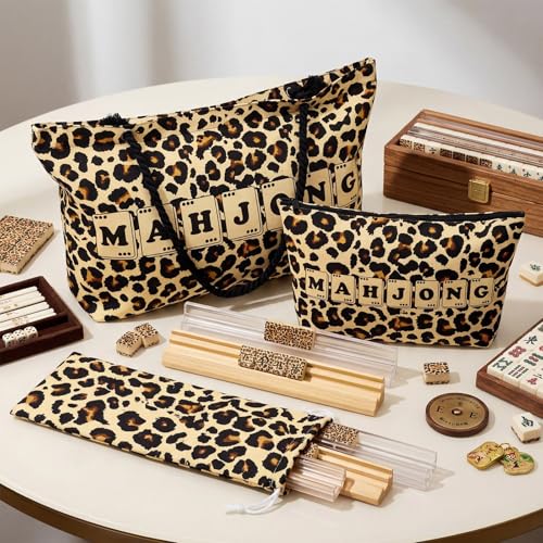 Gilprop 3 Pcs Leopard Print Empty Mahjong Bag Set miniatura 2