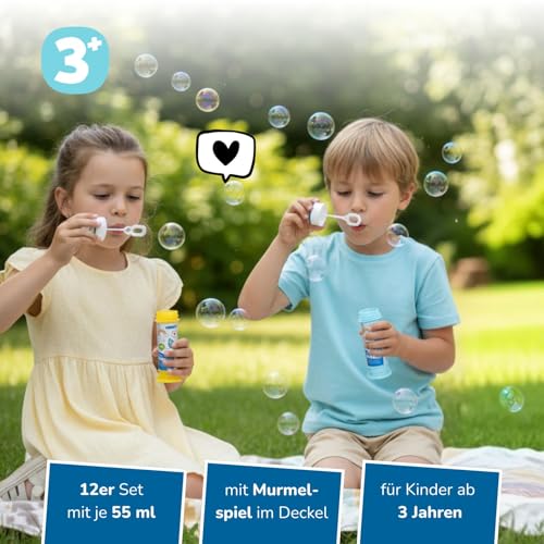 alldoro Bubble Fun 63072 baniek mydlanych, 55 ml, z patyczkiem do dmuchania, zestaw labiryntu w pokrywce, dla dzieci od 36 miesięcy, 12 szt