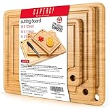 Caperci 3-Piece Bamboo Cutting Board Set for Kitchen - Optimal Sizes (16 x 12, 14 x 11, 11 x 8...