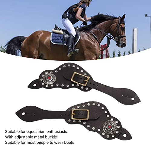 Sangles d'éperon réglables en cuir robuste, fixations stables pour l'équitation western - 3