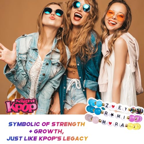 AICase for Kpop Demon Hunters Merch Rumi Zoey Mira Inspired Bracelets 3 Pcs Stackable Stretch Friendship Beaded Crystal Bracelets for Huntrix k pop Unique Merchandise Jewelry Gifts for Fans Women_69 5