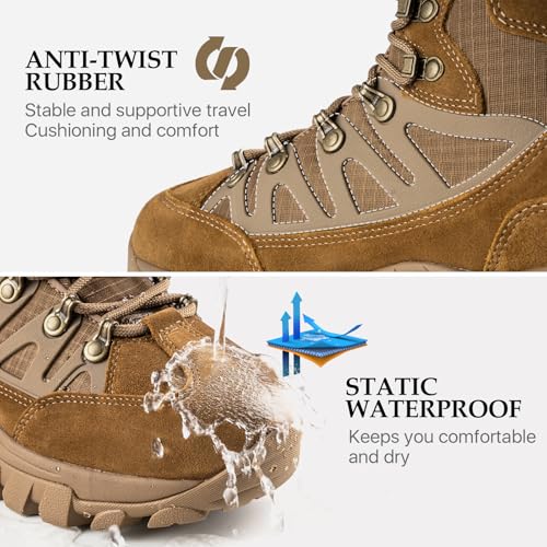 FREE SOLDIER Men's Waterproof Tactical Hiking Boots Military Work Boots Combat Boots4