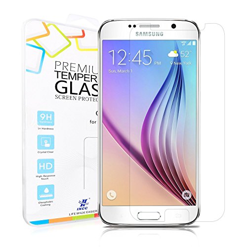 Samsung Galaxy S6 Screen Protector, iXCC 0.3mm 5.1 Inch 9H Hard HD Scratch Resistant Samsung Galaxy S6 Tempered Glass Screen Protector