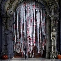 Spetsbst Halloween Türvorhang Deko, 215 × 108CM Halloween Tuch Horror Tür Fenster, Vorhänge Spukhaus Deko Outdoor Indoor Party Gruseliges Partydekoration (Blutflecken)