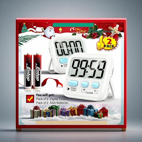 Antonki 2 Pack Digital Timer for Kids, Magnetic Countdown Kitchen Timers for Cooking, Egg, Classroom, Teacher, Exercise, Study, Oven - Battery Included