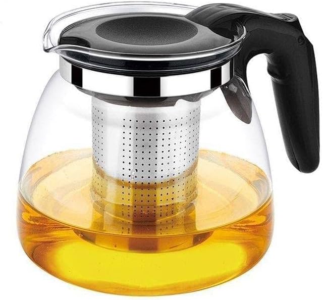 FOMQUAZLI Glass Teapot With Stainless Steel Removable Infuser And Lid