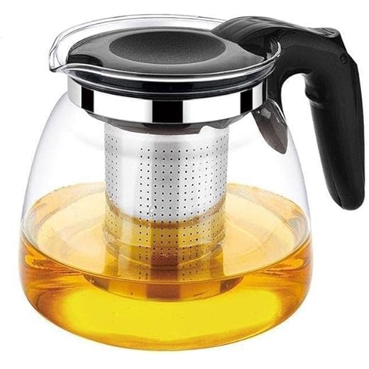 FOMQUAZLI Glass Teapot with Stainless Steel Removable Infuser and Lid, Tea Kettle for Blooming Tea & Loose Leaf Tea Kettle 1LTR