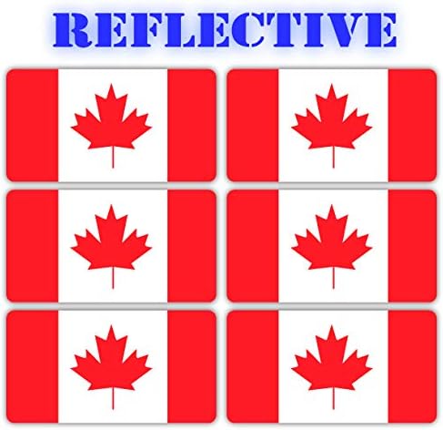 (x6) 3M Reflective Stealthy Flag Hard Hat Stickers | Black Ops Decals | Tactical Gear Survival Labels | USA Flags Toolbox Helmet Old Glory (Canadian Flag)