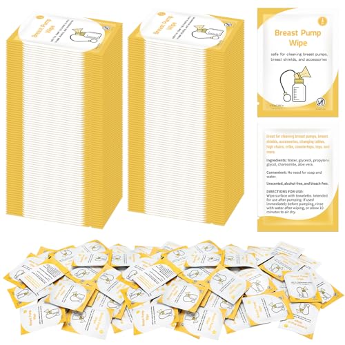 Demissle 100 Pack Breast Pump Wipes Individually Wrapped Quick Clean Pump Parts Cleaning Wipes for Tables, Countertops, Chairs, and More Convenient and Hygienic Breastfeeding Supplie
