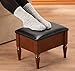 Faux Leather Wooden Foot Rest Stoolby OakRidge, 15.75” L x 11.75” W x 12.25” H - Brown Top Cushion with Dark Wood Finish on Legs and Panels