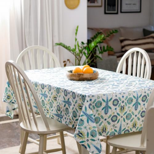 Image of THE YARD HOUSE Wipeable & Anti-Slip Cotton Table Cover for Family Dining, Party. Protects Against Spills, Scratches, Damages (Garden of Amalfi, 60 x 90 inch (Rectangle))