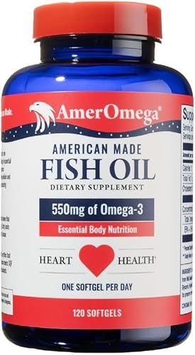 AmerOmega Triglyceride Omega-3 Fish Oil for Heart Health Support - Wild-Caught Alaskan Walleye Pollock - American-Sourced, American-Made - Non-GMO, Gluten-Free & Dairy-Free - 120 Softgels