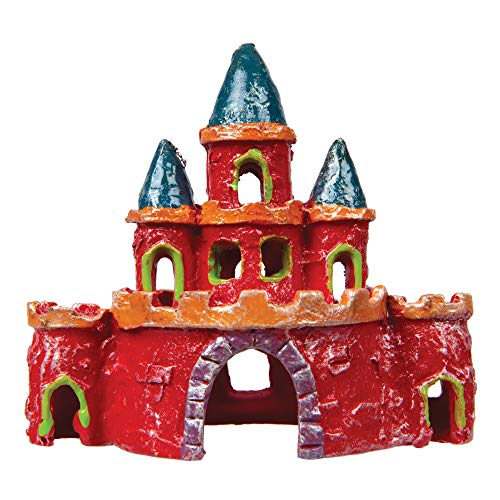 GloFish Castle Ornament, Small, Colorful aquarium Decor, Hideaway For Fish, Multicolor