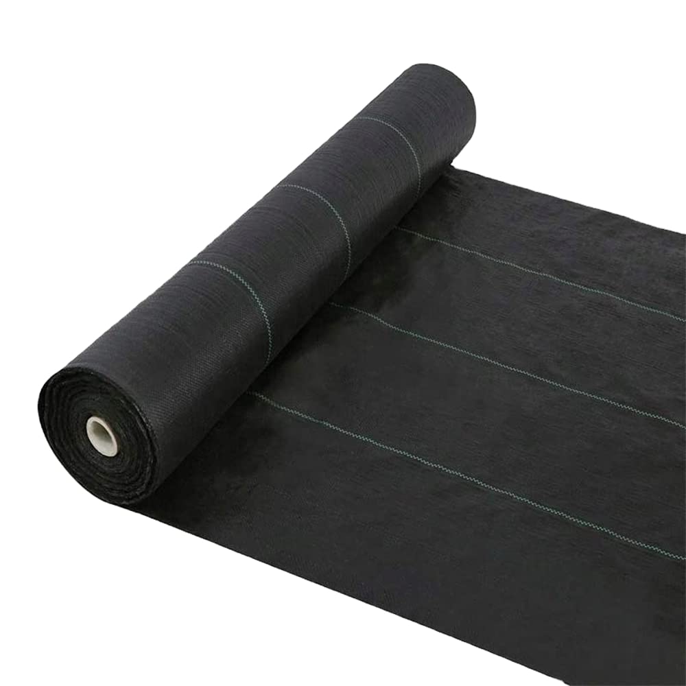 2 x 25 m / 6.5 x 82.0 ft Weed Control Membrane, Weed Control Woven Fabric, Ground Cover Sheet, 100 GSM, UV Stabilised, Weed Barrier Mat. Perfect for Gardens, Patios, Flower Beds, Landscaping (Black)