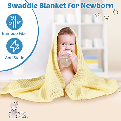 Image of Chumia 6 Pack Baby Muslin Bath Towels Bulk 43.3 x 43.3 Inch 6 Layer Soft Cotton Swaddle Receiving Blankets Breathable Quick Dry for Newborn Infant Toddler, Baby Shower Registry Gifts(Multicolor)