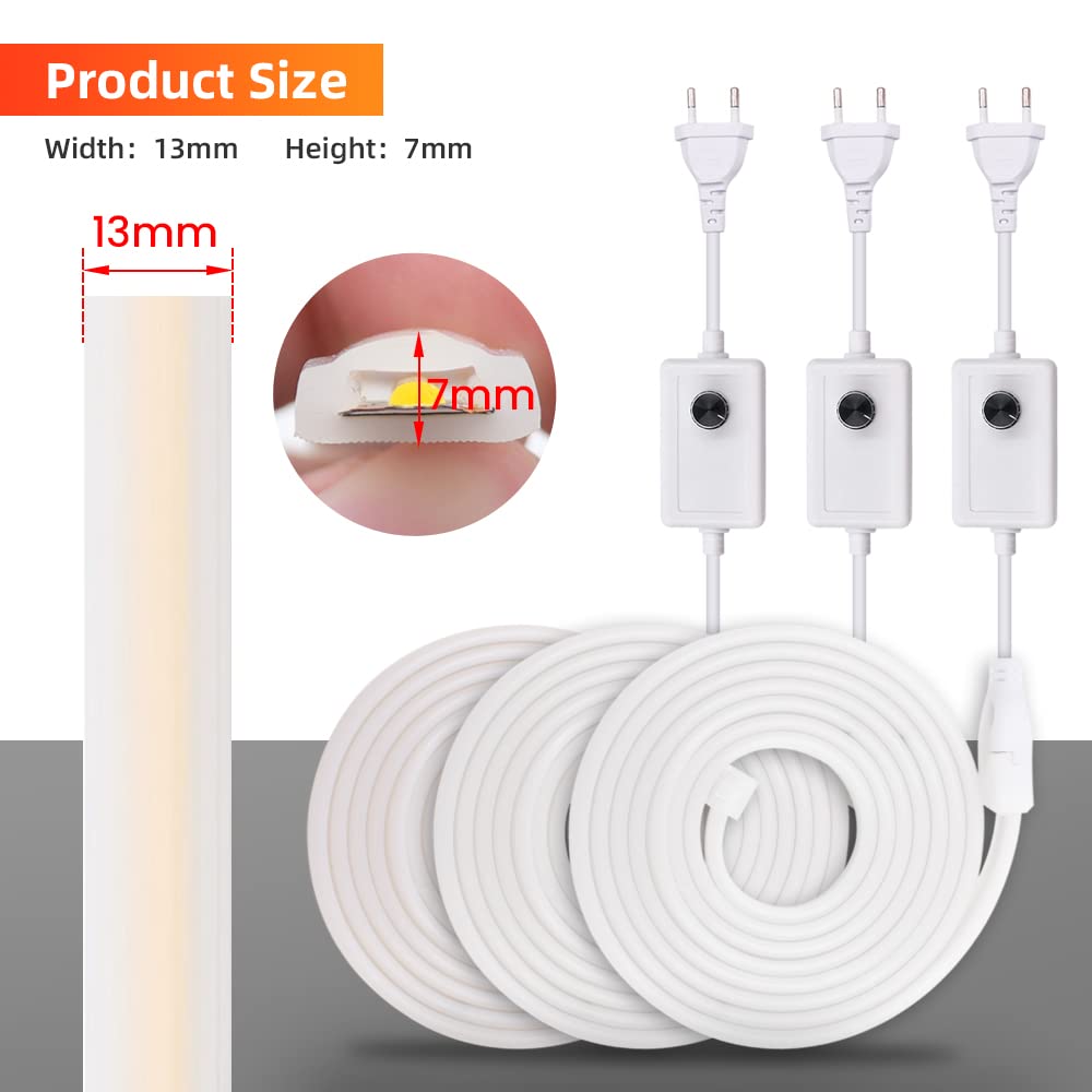 KISUFU 220V Flessibile Striscia LED COB con Dimmerabile15m,Alta luminosità 288 LED/m, IP65 impermeabile,Luminoso Nastri LEDper armadio cucina casa fai da te camera da letto interni Decorazione