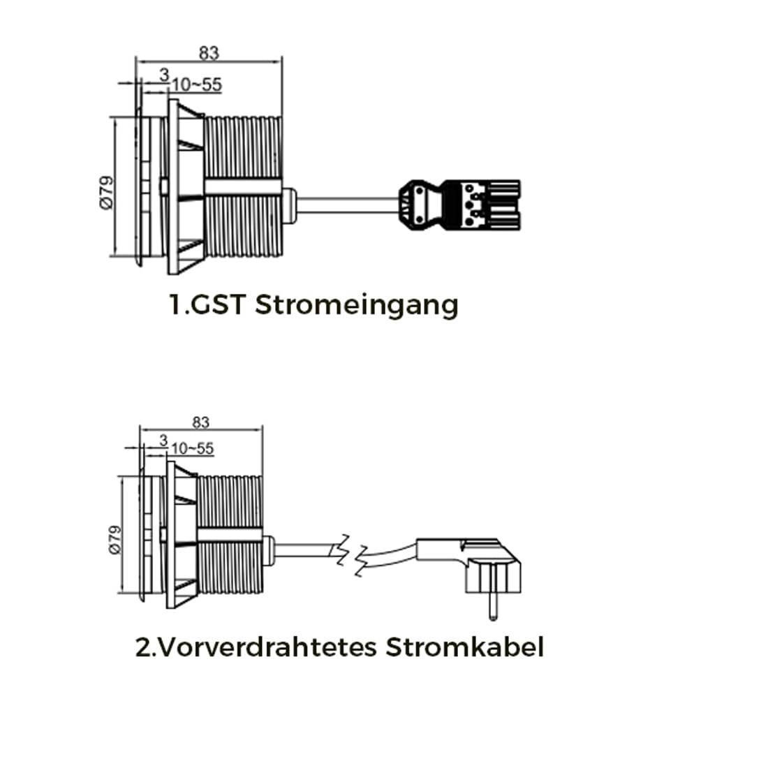 Tischsteckdose (1 Steckdose & 1 USB-C & 1 USB-A), Tischsteckdose mit 1,8m Netzkabel & GST Netzkabel, Multistecker für Küche & Büro