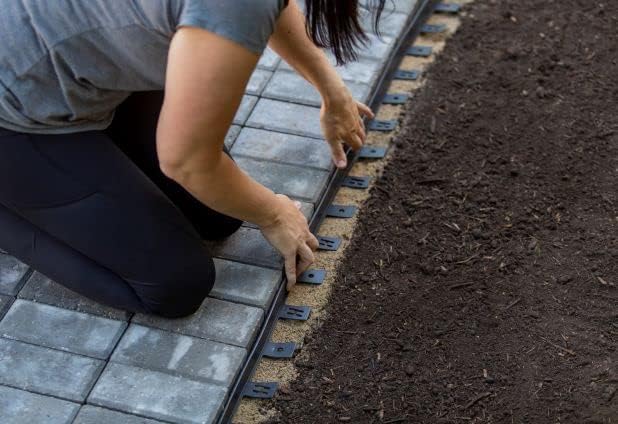 MASTER MARK Dig-Free Landscape Paver, Bricks, Stone Edging, No-Dig Patio Flex Border, Plastic 60 ft. Coil (Black), 1.75 in. Height