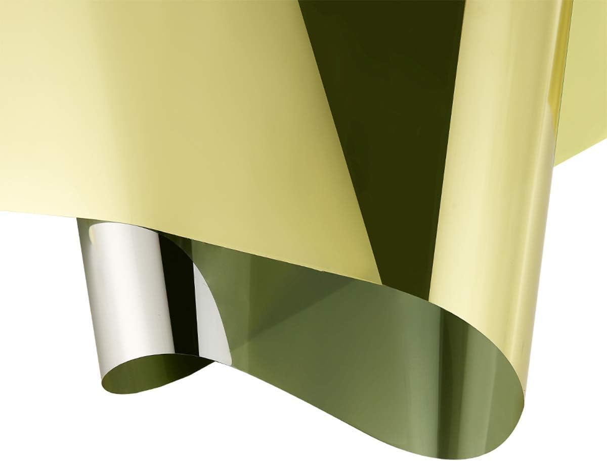 Reflective Privacy Window Film One Way Mirror Film Self-Adhesive Heat Control Window Tint Vinyl Sun Blocking for Glass See Out not in, 60Inch x 16.5Feet, Gold Silver