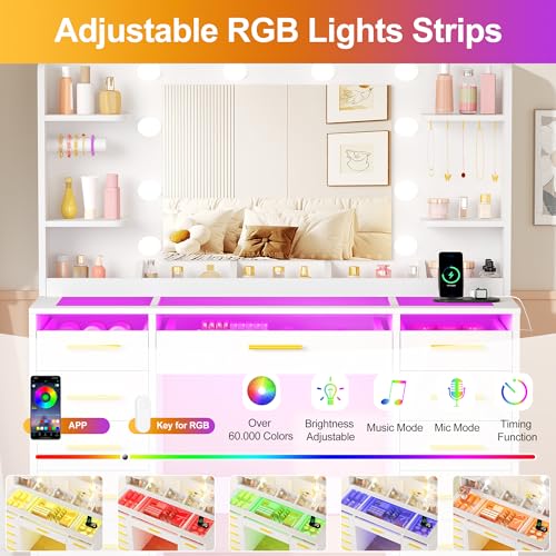 Mesa Maquillaje ANWBROAD con Espejo Luces LED para Tu Dormitorio 3
