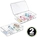 mDesign Plastic Divided First Aid Storage Box Kit with Hinge Lid for Bathroom, Cabinet, Closet - Organize Medicine, Ointments, Adhesive Bandages - 5 Sections, Ligne Collection, 2 Pack - Clear