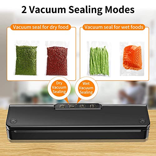Vacuum Sealer Machine, Automatic Food Sealer Vacuum Air Sealing System For Foodsaver| Portable Sealer with 15 Vacuum Sealer Bags| Dry & Moist Food Modes| Compact | Easy to Clean | Led Indicator Lights