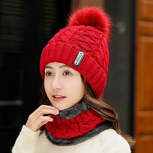 Bonnet tricoté avec protection d'oreille de velours et écharpe épaisse