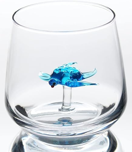 Taza de vidrio 3D con bonita figura de animal en el interior, figura de tortuga marina de vidrio soplado a mano, vaso sin tallo para vino, agua,