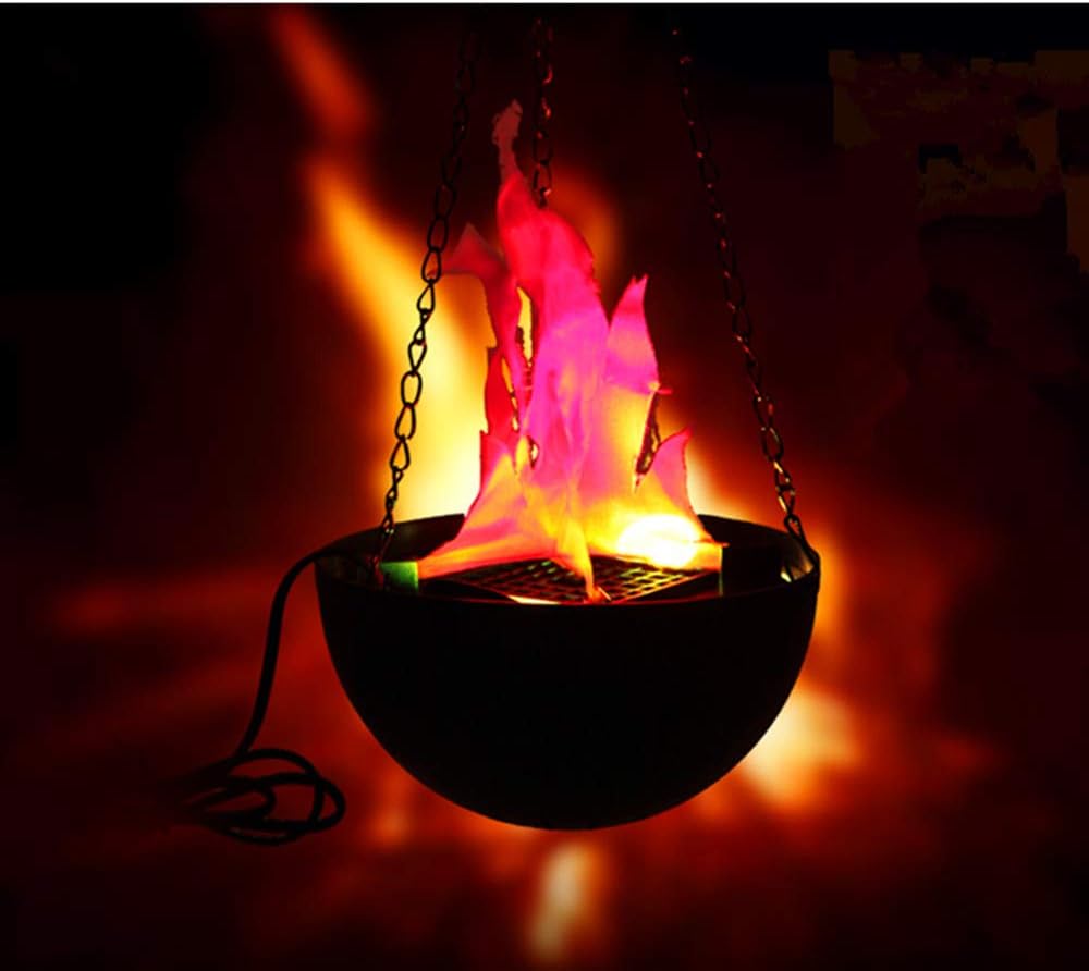 Hanging Flame Light Halloween, LED Fake Fire Flame Simulated Flame Effect Light 3D Campfire Centerpiece for Christmas Party Night Clubs (Hanging Flame)