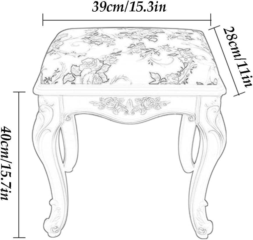 Vanity Bench,White Leather Makeup Bench Vanity Stool for Dressing Room/Living Room/Bedroom,Padded Cushioned Chair Piano Seat,ABS Plastic Steel Leg,High Elastic Sponge