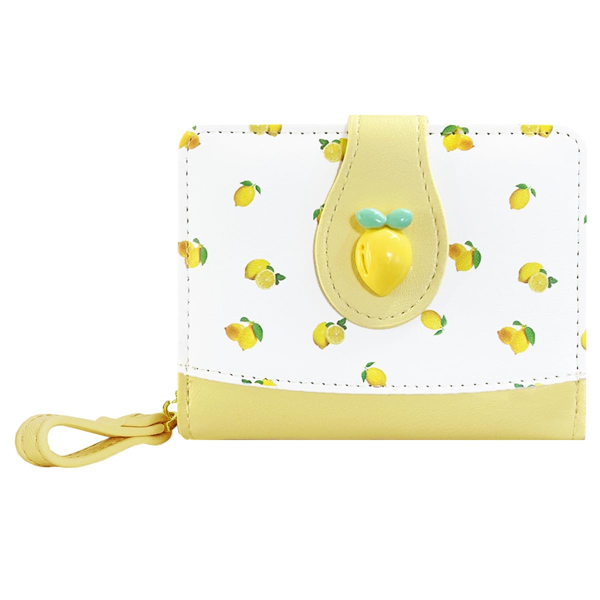 sunwel fashion Strawberry Wallet Card Holder Small Cute Wallet Zipper Coin Pocket Wallet for Women Girls, 002 LEMON, Minimalist-picture-40