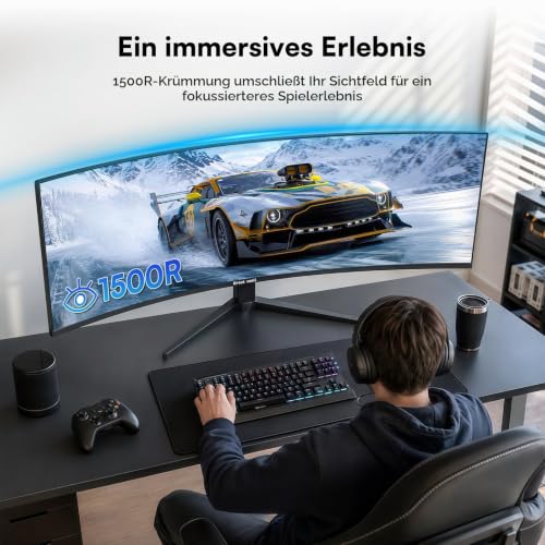 Great voell 49 Zoll Gaming Monitor Curved, DQHD 5120 x 1440, 165Hz – Ansicht 6