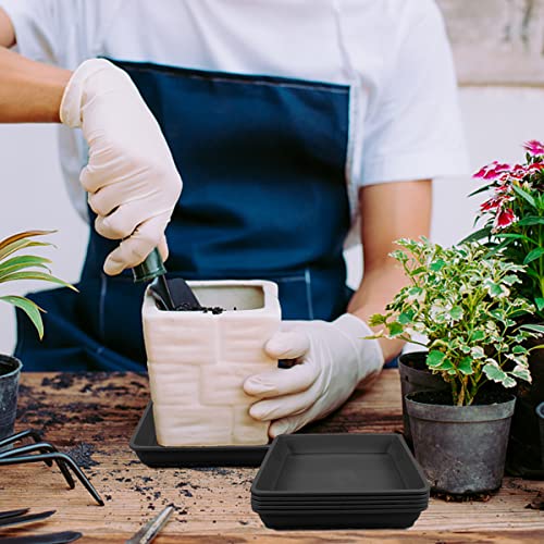 Lnq Luniqi 10 Pcs 6 Inch Square Plastic Plant Saucer Flower Pot Bottom Seat Flower Pot Tray Thick Plastic Drip Tray For Garden Potted Water Drips And Soil （Black） #TOP4