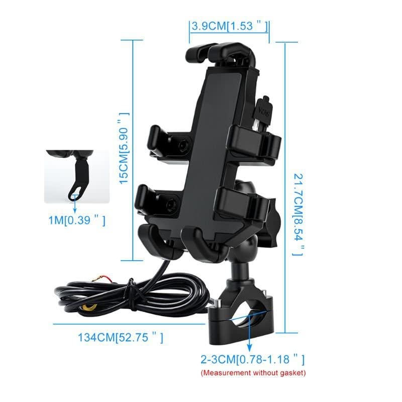 Supporto Telefono Per Moto In Lega Di Alluminio | Antiurto, Con Gancio Casco | Fissaggio Al Manubrio Universale