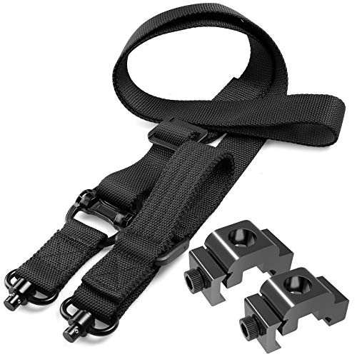 QD Sling 2 Point Sling Quick Adjust Rifle Sling with QD Sling Swivels and 2 PCS Picatinny QD Sling Mount, Picatinny Rail Accessories Sling Attachment Quick Release Sling with Fast Thumb Loop