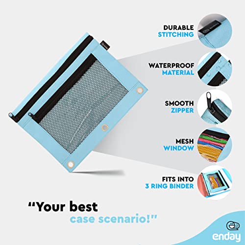 Image of Enday Blue Pencil Pouch For 3 Ring Binder, Zippered Binder Pencil Pouches, 3 Ring Pencil Pouch for Binder, Pencil Case for Binder, Large Pencil Bags for School, Home, and Office