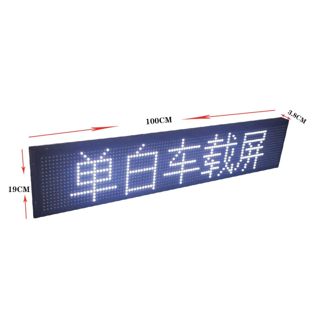 Kanduo JSY Affichage Panneaux Lumineux de Message de défilement programmables, Panneau LED P10 for Voiture LED programmable (Color : Bianco, Size : 100 * 19 * 3.8cm)