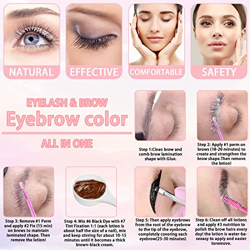 Purpledi Lifting Pestañas Kit Profesional, Kit de Permanente de Pestañas Brow Lamination Kit de Permanente de Semipermanente Profesional Adecuado, 4en1 Laminado de Cejas y Pestañas Tinte - imagen 6
