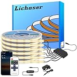 Lichaser Tira LED COB 6 Rollos Paralelos, 3000K Blanco Cálido, 12V Regulable Con Interruptor Táctil, Adhesiva Para Cocina, Habitación, Placa Insonorizante (1M)