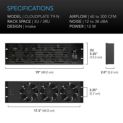 Ac Infinity Cloudplate T9-N, Rack Mount Fan Panel 3U, Intake Airflow, For Cooling Av, Home Theater, Network 19” Racks #TOP5