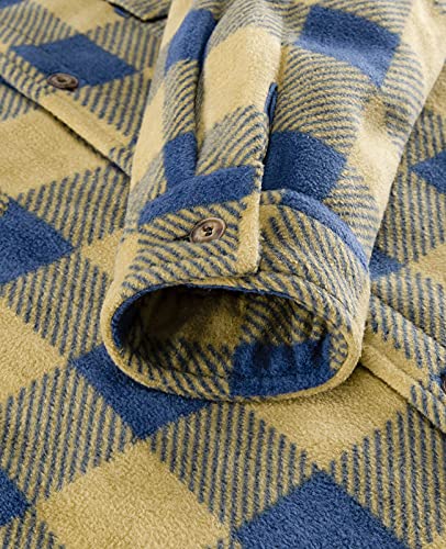 Image of Lisskolo Men's Warm Sherpa Flannel Shirt Jacket Heavy Fleece Lined Plaid Button Up Jackets