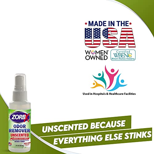 Zorbx Unscented Mini Odor Eliminator Spray – Used In Hospitals & Healthcare Facilities | Advanced Trusted Formula | Tag Along, Lightweight And Travel-Friendly Odor Remover - 2 Oz Each [Pack Of 5] #TOP2
