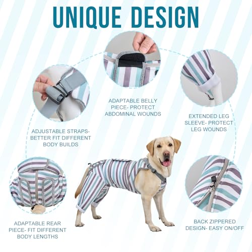 Image of Arblina Dog Recovery Suit, Adjustable Rear Leg Sleeve to Stop Licking Wounds for Male Female Dogs, Surgical Clothing for Neuter Spay Protective as Cone Alternative After Surgrey