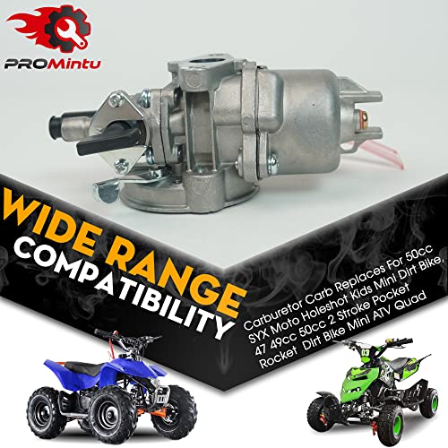 Promintu Carburetor Carb Replaces For 50Cc Syx Moto Holeshot Kids Mini Dirt Bike, 47 49Cc 50Cc 2 Stroke Pocket Rocket Dirt Bike Mini Atv Quad #TOP1