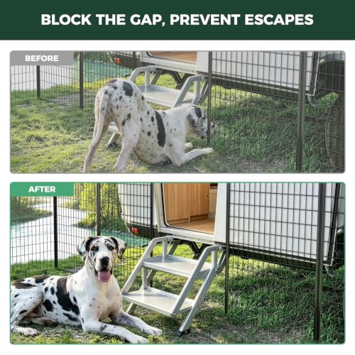 Image of FXW Rollick Dog Playpen with RV Step Grid for RV Camping, 50 inch H, 16 Panels | Easy Setup & Sturdy, Blocks RV Stair Gaps, Fits RV Steps up to 30 inchW, For Large Dogs, Patented