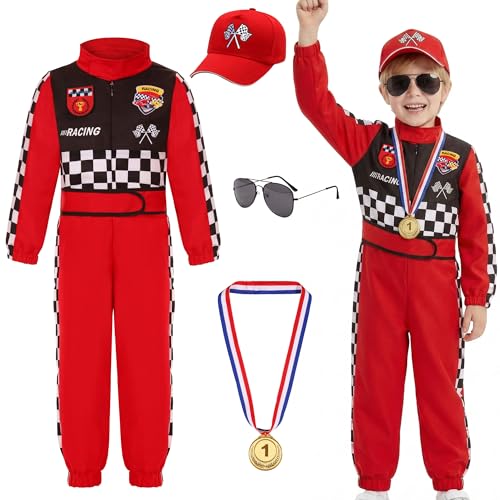 Disfraz de piloto de carreras para niños 5-6 años miniatura 1