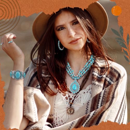 Image of Ecally Western Turquoise Jewelry Set for Women